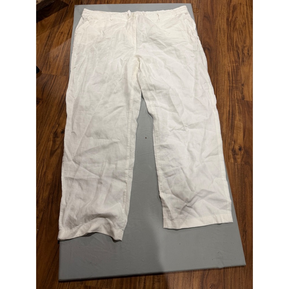 Coastal Womens LL Bean Classic Fit Linen Pants 20W White